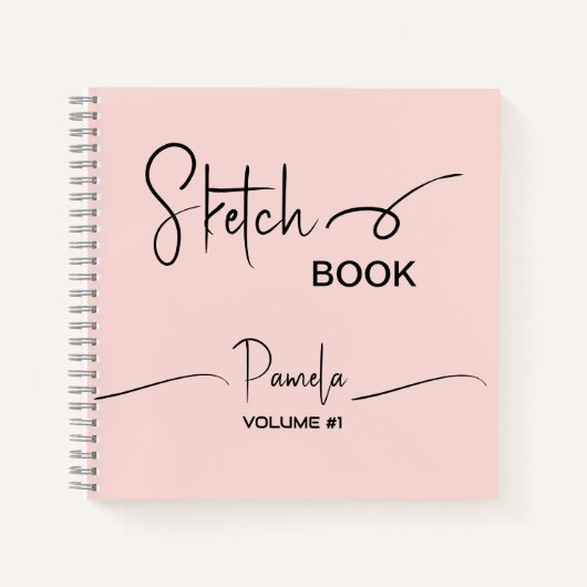 Sketchbook Jouw naam Script Blauwgroen Blauw Notitieboek (Voorkant)