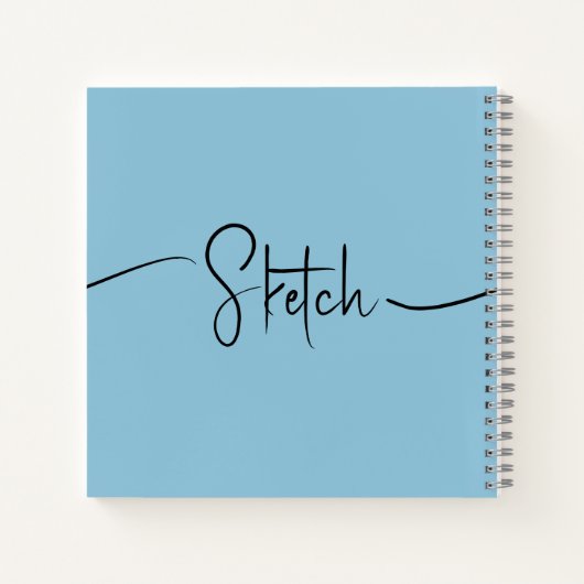 Sketchbook Jouw naam Script Blauwgroen Blauw Notitieboek (Achterkant)