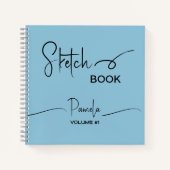 Sketchbook Jouw naam Script Blauwgroen Blauw Notitieboek (Voorkant)