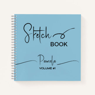 Sketchbook Jouw naam Script Blauwgroen Blauw Notitieboek