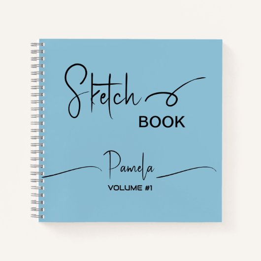 Sketchbook Jouw naam Script Blauwgroen Blauw Notitieboek (Voorkant)