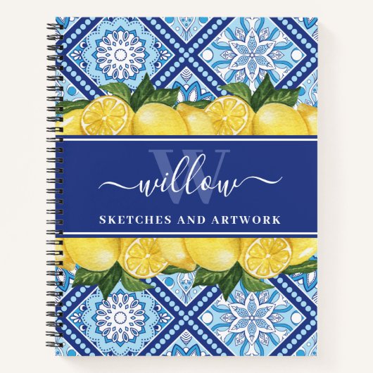 Sketchbook Lemon Blue Tegel Monogram Notitieboek (Voorkant)