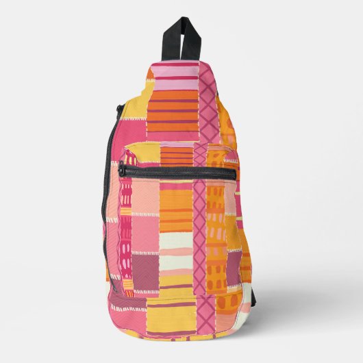 Sketchbook Marks-Textured Multicoloured Stripes Sling Bag (Voorkant)