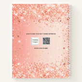 Sketchbook oranje roos goud glitter name script notitieboek (Achterkant)