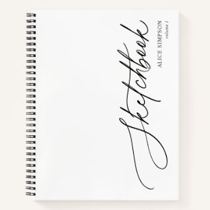 Sketchbook Script Calligraphy Minimalist Notitiebo Notitieboek