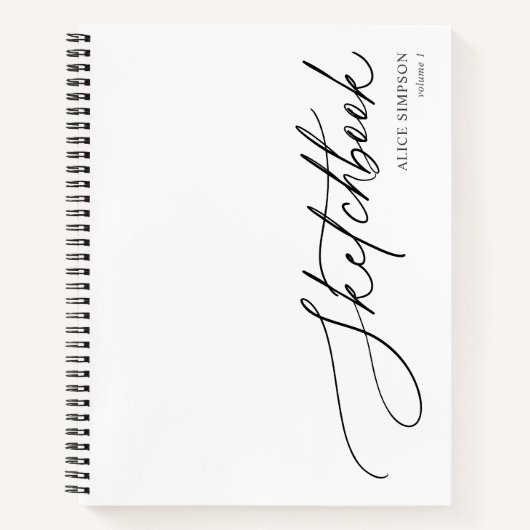 Sketchbook Script Calligraphy Minimalist Notitiebo Notitieboek (Voorkant)