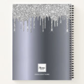 Sketchbook Silver glitter monogram elegant modern Notitieboek (Achterkant)