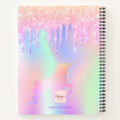 Sketchbook unicorn glitter roze irdescent name notitieboek (Achterkant)