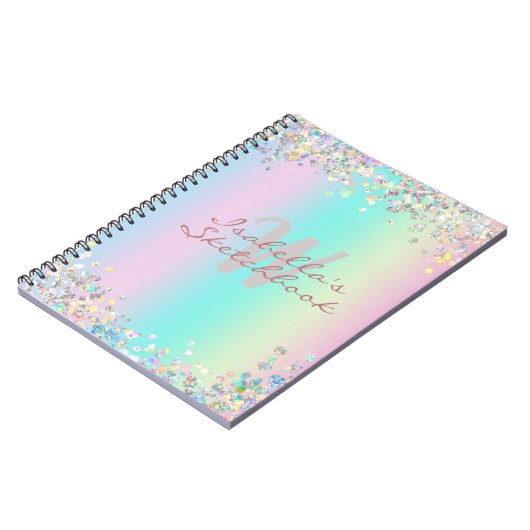 Sketchbook Unicorn Holographic Glitter Notitieboek (Linkerzijde)