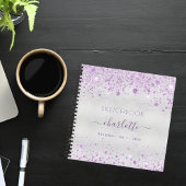 Sketchbook violet zilveren glitter-naamscript notitieboek