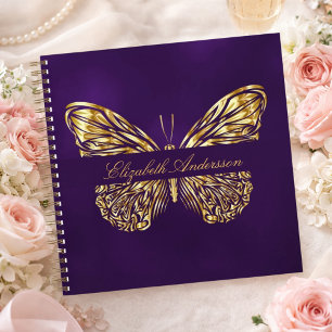 Sketchbook vlinder paarse gouden elegante naam notitieboek