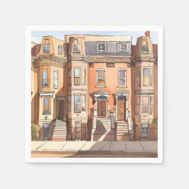 Sketched Brownstones | Boston Street Painting Servet