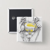 Sketched Chest Superman Logo Vierkante Button 5,1 Cm (Voorkant /achterkant)