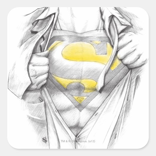 Sketched Chest Superman Logo Vierkante Sticker (Voorkant)