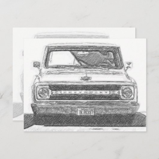 Sketched Chevy Truck Briefkaart (Voorkant / Achterkant)