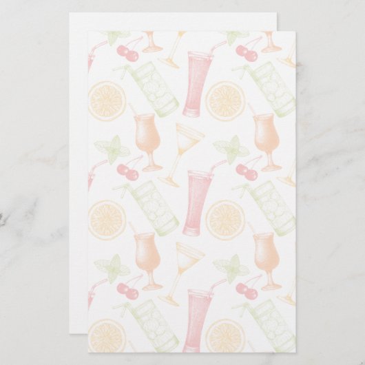 Sketched Cocktail Pattern Briefpapier (Voorkant / Achterkant)