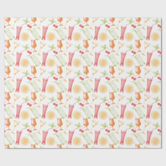 Sketched Cocktail Pattern Cadeaupapier (Vlak)