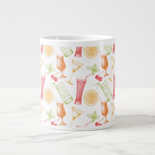 Sketched Cocktail Pattern Extra Grote Mok (Voorkant)