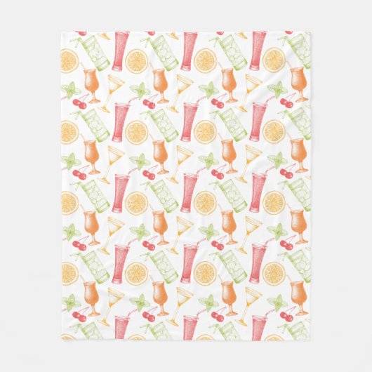 Sketched Cocktail Pattern Fleece Deken (Voorkant)
