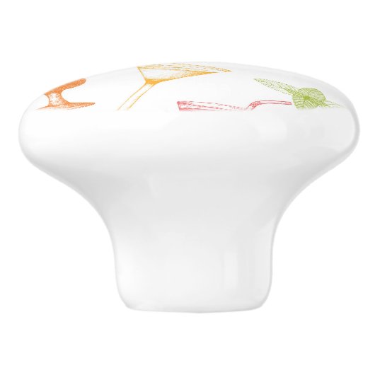Sketched Cocktail Pattern Keramische Knop (Zijkant)