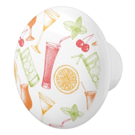 Sketched Cocktail Pattern Keramische Knop (Rechts)