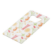 Sketched Cocktail Pattern Kredietkaart Flessenopener (Voorkant Gekanteld)