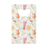 Sketched Cocktail Pattern Kredietkaart Flessenopener (Achterkant)