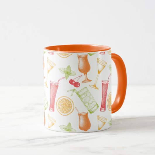 Sketched Cocktail Pattern Mok (Voorkant rechts)