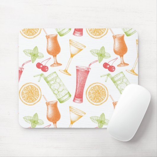 Sketched Cocktail Pattern Muismat (Met muis)