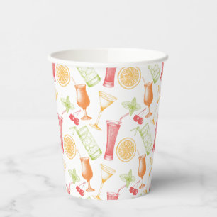 Sketched Cocktail Pattern Papieren Bekers