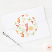 Sketched Cocktail Pattern Ronde Sticker (Envelop)