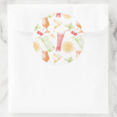 Sketched Cocktail Pattern Ronde Sticker (Tas)