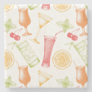 Sketched Cocktail Pattern Stenen Onderzetter