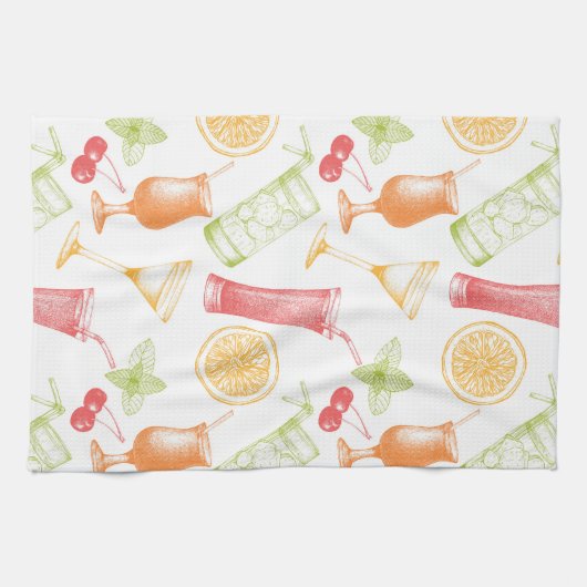 Sketched Cocktail Pattern Theedoek (Horizontaal)