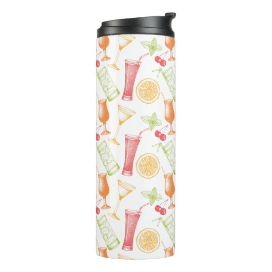 Sketched Cocktail Pattern Thermosbeker (Gedraaid links)