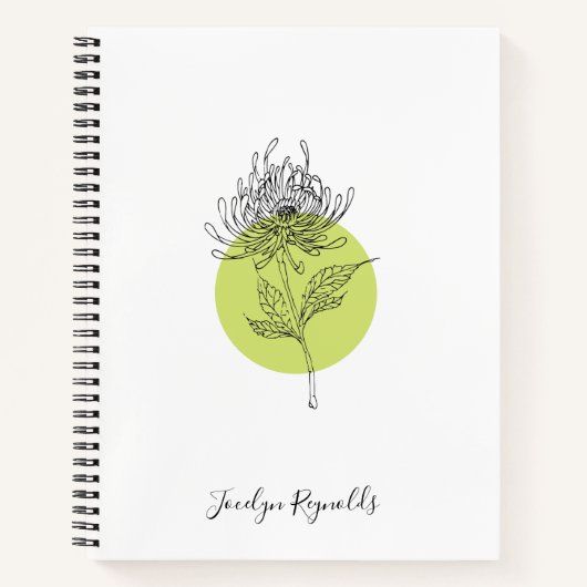 Sketched Dahlia Botanical Simple Elegant Notitieboek (Voorkant)