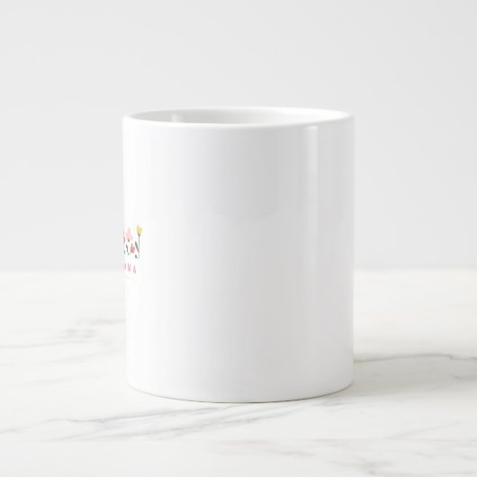 Sketched Doodle Mug with Flowers - Customizable Extra Grote Beker (Voorkant)