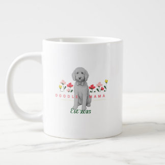 Sketched Doodle Mug with Flowers - Customizable Extra Grote Beker