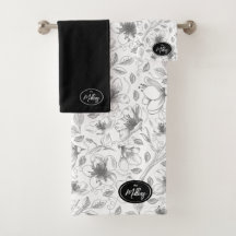 Sketched Floral contour Pattern Grey/Wht ID939