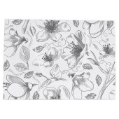 Sketched Floral contour Pattern Grey/Wht ID939 Groot Cadeauzakje (Achterkant)
