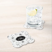 Sketched Floral contour Pattern Grey/Wht ID939 Kartonnen Onderzetters (Insitu)