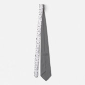Sketched Floral contour Pattern Grey/Wht ID939 Stropdas (Achterkant)