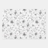 Sketched Floral Outline Pattern Grey/Wht/Bk ID939 Inpakpapier Vel (Voorkant 2)