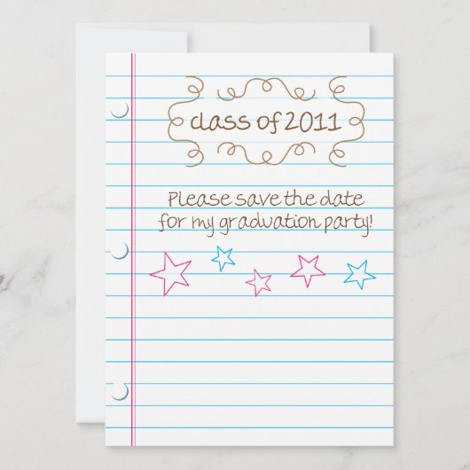Sketched Loose Leaf Graduation Party Save the Date Kaart (Voorkant)