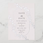 Sketched Modern Floral Wedding Foil Invitation (Recto)