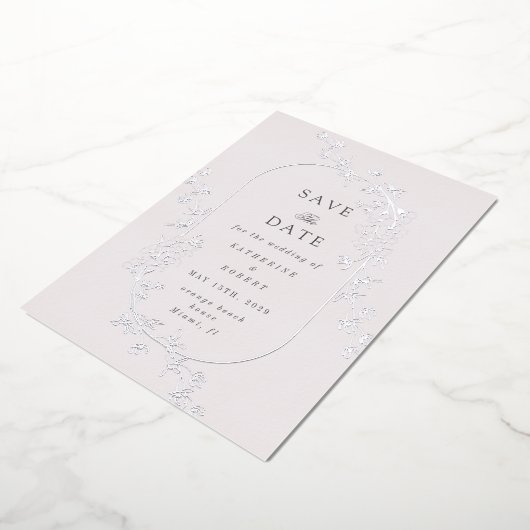 Sketched Modern Floral Wedding Foil Invitation (Rotation)