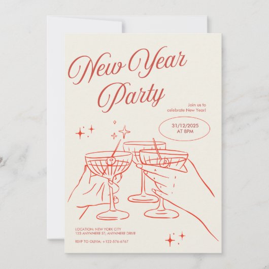 Sketched New Years Eve Party Invitation (Devant)