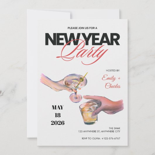 Sketched New Years Eve Party Invitation (Devant)