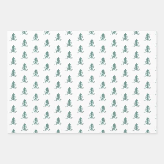 Sketched Pine Trees Coordinating Holiday Inpakpapier Vel (Voorkant 3)