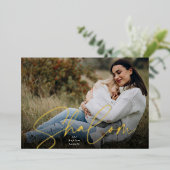 Sketched Shalom Full Photo Hanukkah Folie Feestdagenkaart (Staand Voorkant)